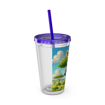 Giraffe Lookout Sunsplash Tumbler with Straw, 16oz