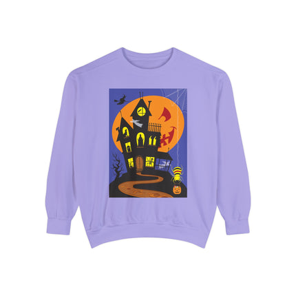 Halloween Night at the Haunted House Unisex Garment-Dyed Sweatshirt