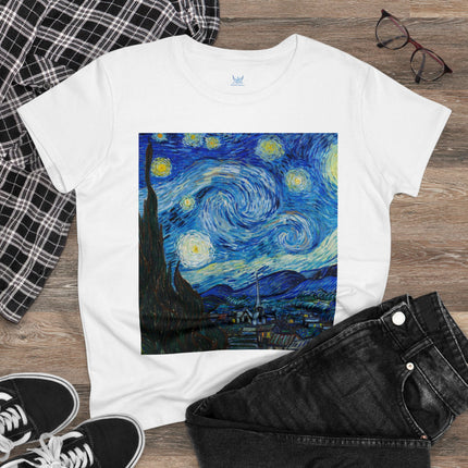 The Starry Night by Vincent Van Gogh Women's Midweight Cotton Tee