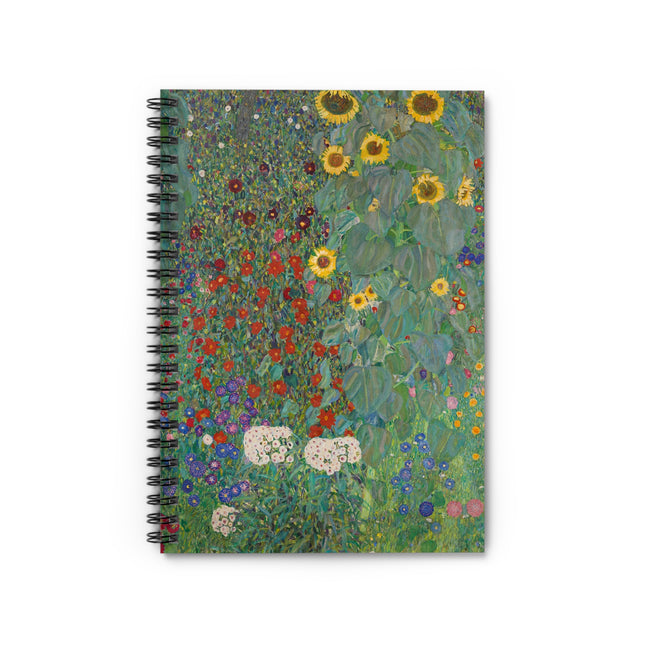 Farm Garden with Sunflowers by Gustav Klimt Spiral Notebook - Ruled Line