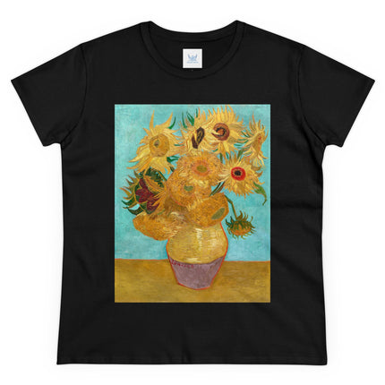 Vase with Twelve Sunflowers by Vincent van Gogh Women's Midweight Cotton Tee