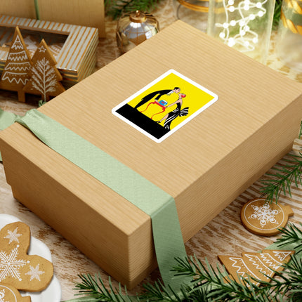 A Moment of Elegance: A Passionate Embrace Amidst Golden Splendor Kiss-Cut Stickers (4 Stickers)