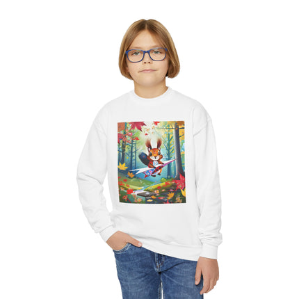 Acorn Aviator Youth Crewneck Sweatshirt – Woodland Flight & Playful Imagination