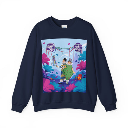 🎭🌸 The Garden Masquerade Crewneck Sweatshirt – Art Deco Floral Whimsy