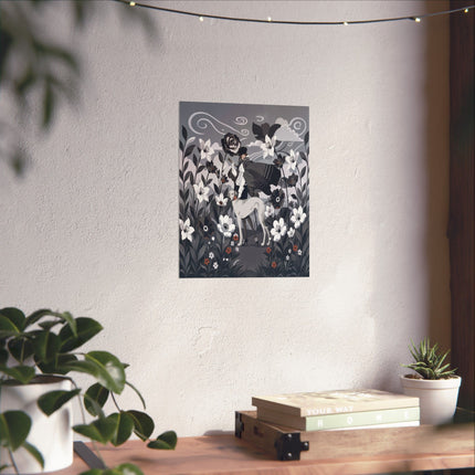 🖤🐕 The Lady Of The Midnight Hound Matte Vertical Poster – Art Deco Fashion Whimsy
