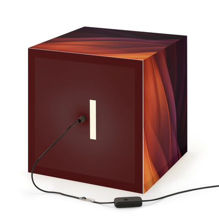 Wave Pattern with Intertwined Hues of Orange, Rose, Maroon, and Purple Light Cube Lamp
