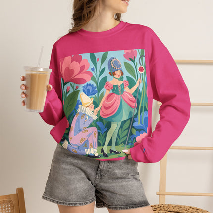 🌸🎭 The Garden Masquerade Crewneck Sweatshirt – Art Deco Floral Whimsy