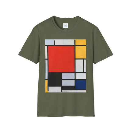Composition with Red, Yellow, Blue, and Black Softstyle T-Shirt