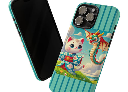 Geisha Kitten and the Dragon Kite Phone Cases