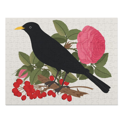 Blackbird & Rose Jigsaw Puzzle with Tin