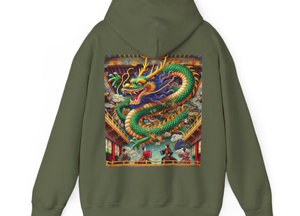 Tibetan Dragon Over Kabuki Duel – Heavy Blend™ Hooded Sweatshirt
