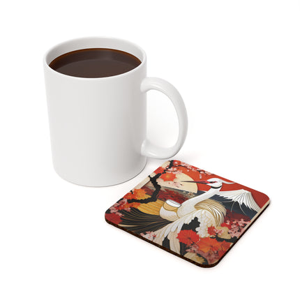 Crane at an Autumn Vineyard Cork Back Coaster