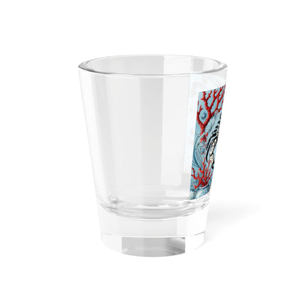 Spotted Crab & Pagoda Shot Glass – Mystical Ocean & Asian Harmony