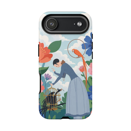 🦜🌺 The Lady Of The Garden Aviary Phone Case – Art Deco Floral Whimsy