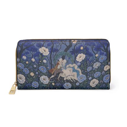 🌙💙 The Moonlit Blue Blossom Romance Wallet – Art Deco Floral Fantasy