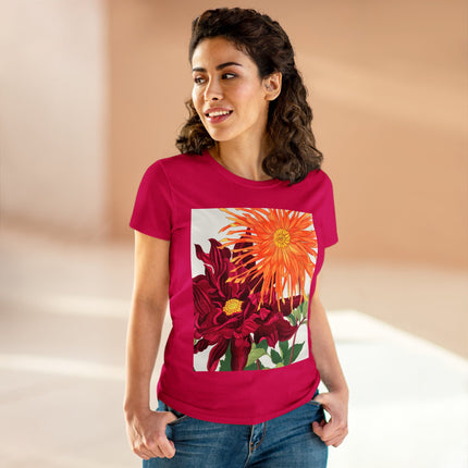 Dahlia Flower by Tanigami Kônan Women's Midweight Cotton Tee