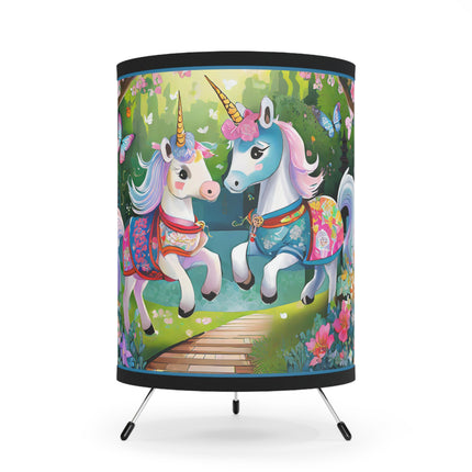 Baby Unicorns and Fluttering Butterflies Tripod Lamp
