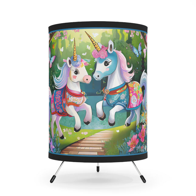Baby Unicorns and Fluttering Butterflies Tripod Lamp