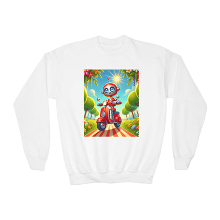 The Traveling Robot Youth Crewneck Sweatshirt – Adventure, Curiosity & Playful Discovery
