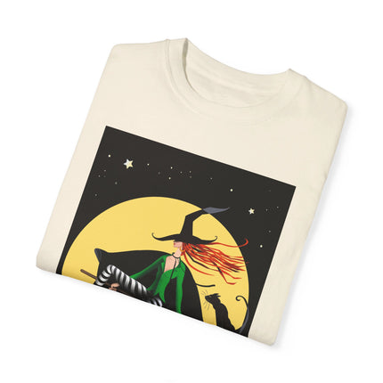 A Witch’s Moonlit Flight Unisex Garment-Dyed T-shirt