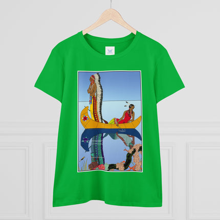 Le long du Missouri (Indian couple in a canoe on the Missouri River) by George Barbier Women's Midweight Cotton Tee
