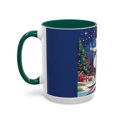 🌙🎿 The Moonlit Christmas Skier Colorful Mug – Whimsical Holiday Fantasy
