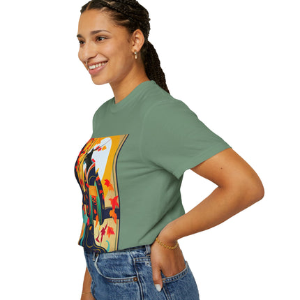 Black Cat in Kimono Unisex Garment-Dyed T-shirt