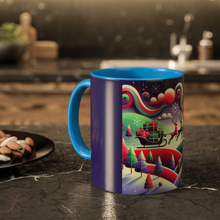 Festive Reindeer Flight Colorful Mugs (11oz, 15oz)