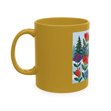 🌹🎄 The Lady Of The Holiday Roses Ceramic Mug – Art Deco Christmas Elegance