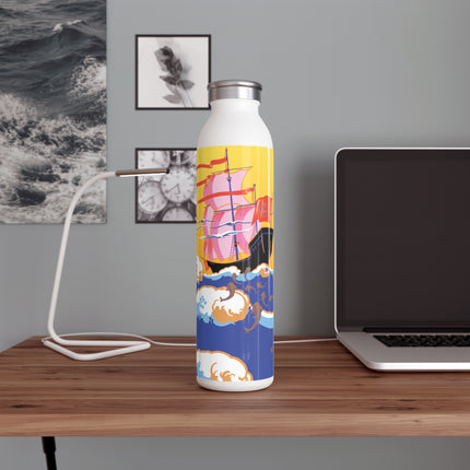 Golden Seas and Whimsical Dreams Slim Water Bottle