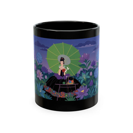 🧶☂️ The Lady Of The Garden Knitting Circle Ceramic Mug – Art Deco Floral Whimsy