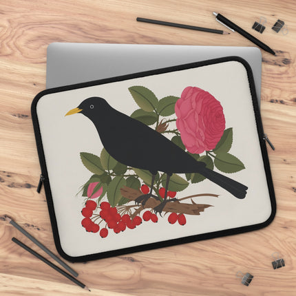 🐦🌹 Blackbird & Rose Laptop Sleeve – Timeless Beauty & Elegant Charm