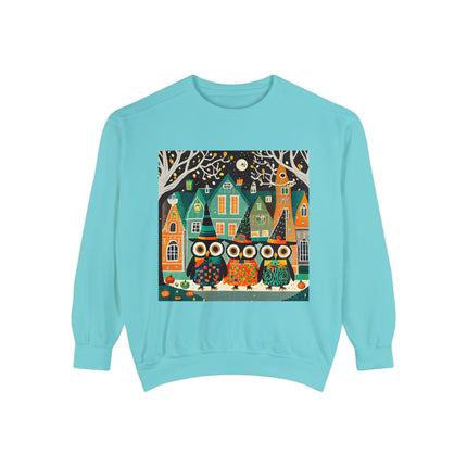 Night of the Trick-or-Treating Owlets Unisex Garment-Dyed Sweatshirt