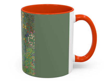 Farm Garden with Sunflowers by Gustav Klimt Colorful Mugs (11oz, 15oz)