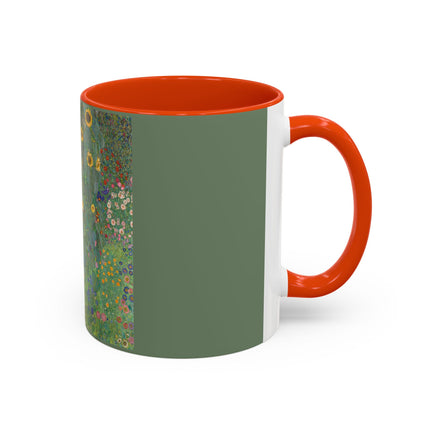 Farm Garden with Sunflowers by Gustav Klimt Colorful Mugs (11oz, 15oz)