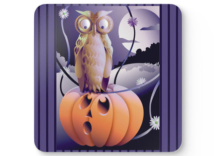 The Startled Pumpkin Corkwood Coaster Set