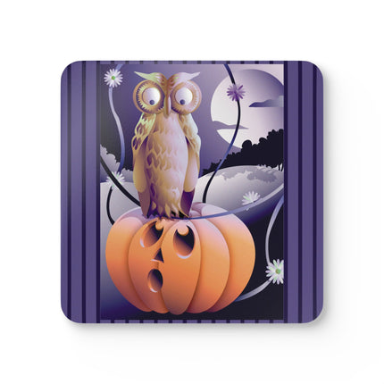 The Startled Pumpkin Corkwood Coaster Set