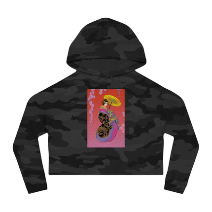 Enchanting Geisha Cropped Hooded Sweatshirt