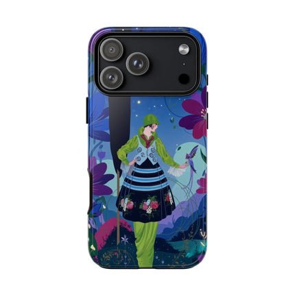 🌸🐦 The Lady Of The Midnight Bird Garden Phone Case – Art Deco Floral Fantasy