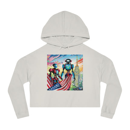 High Fashion Cyberpunk CIA Robots Cropped Hooded Sweatshirt