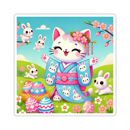 Springtime Kitten’s Easter Joy Kiss-Cut Stickers (4 Sizes)