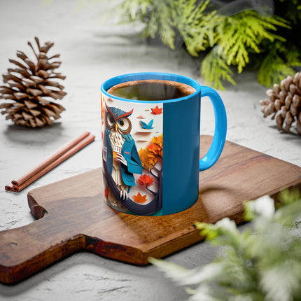 Owl at an Autumn Park Colorful Mugs (11oz, 15oz)