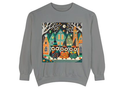 Night of the Trick-or-Treating Owlets Unisex Garment-Dyed Sweatshirt