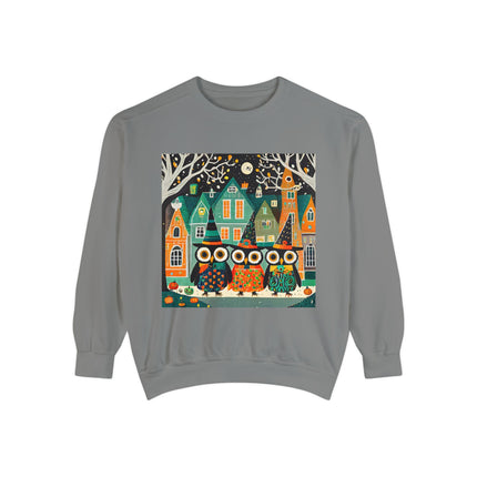Night of the Trick-or-Treating Owlets Unisex Garment-Dyed Sweatshirt