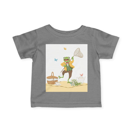 🐸🦋 The Little Butterfly Chasing Frog Infant Fine Jersey Tee – Whimsical Woodland Charm