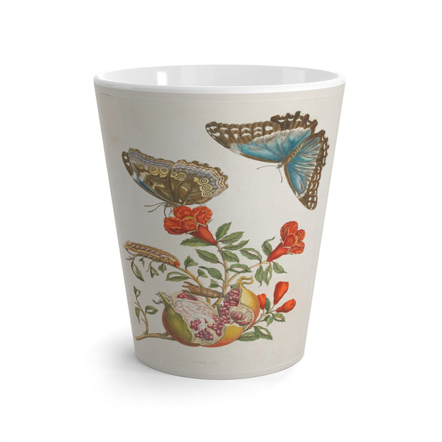 Blue Butterflies and Pomegranate by Maria Sibylla Merian Latte Mug