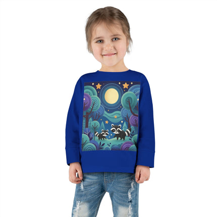Enchanted Nighttime Raccoons Toddler Long Sleeve Tee