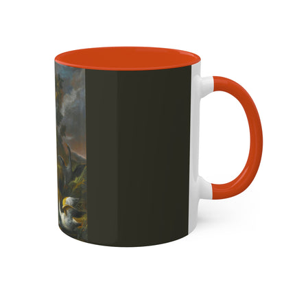 Still Life With Birds Beside An Ornate Fountain by Nicola Casissa Colorful Mugs, 11oz