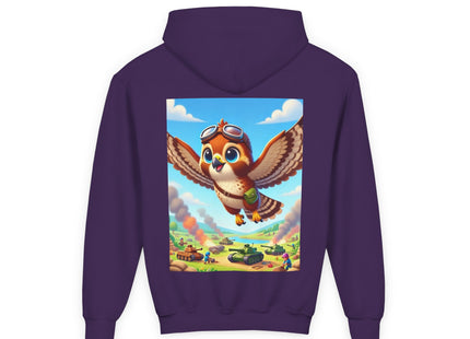 Red-Tailed Hawk in Battle Youth Heavy Blend Hooded Sweatshirt