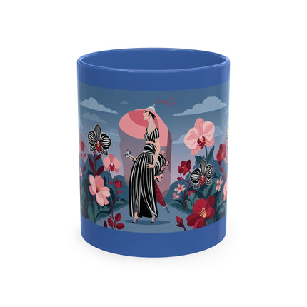 🖤🌸 The Lady Of The Striped Orchid Garden Ceramic Mug – Art Deco Fashion Elegance